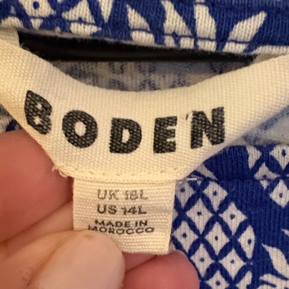 Boden Blue and White Pineapple-Print Cap-Sleeve Midi Dress size 14 L excellent - Picture 2 of 7